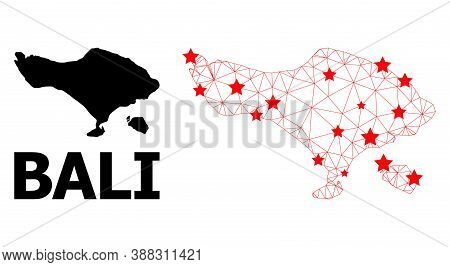 Wire Frame Polygonal And Solid Map Of Bali Island. Vector Structure Is Created From Map Of Bali Isla