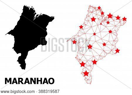 Wire Frame Polygonal And Solid Map Of Maranhao State. Vector Structure Is Created From Map Of Maranh