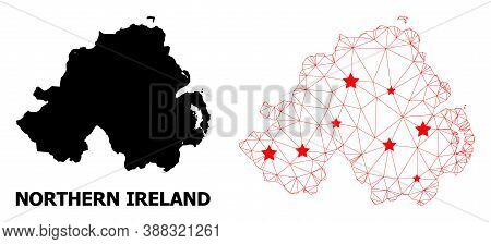 2d Polygonal And Solid Map Of Northern Ireland. Vector Structure Is Created From Map Of Northern Ire