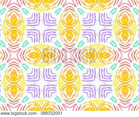 Handdrawn Asian Pattern. Ethnic Texture In Spanisch, Portugal Style. Pastel Color Design. Tie-dye Bo