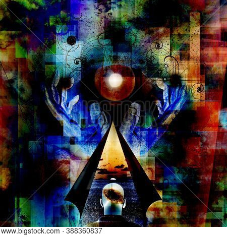 Abstract painting, human thoughts. Faith in God. 3D Rendering