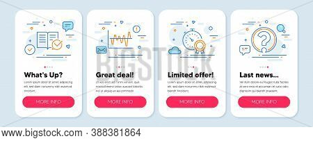 Set Of Education Icons, Such As Stock Analysis, Approved Documentation, Best Result Symbols. Mobile 