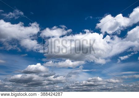 Summer Bright Blue Sky With Clouds Outdoor Background