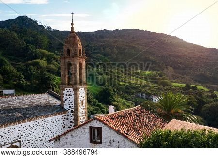 San Andres De Teixido Shrine At The Sunset In Galicia, Spain. Popular Pilgrims Destination.