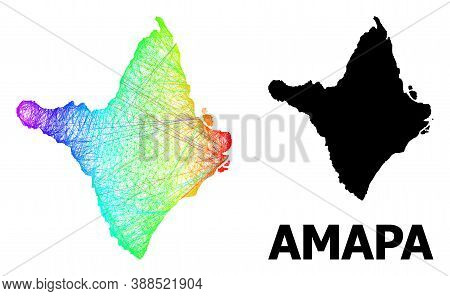 Wire Frame And Solid Map Of Amapa State. Vector Structure Is Created From Map Of Amapa State With In