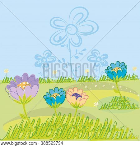 Flower Garden In Spring. Sprimg Time - Vector