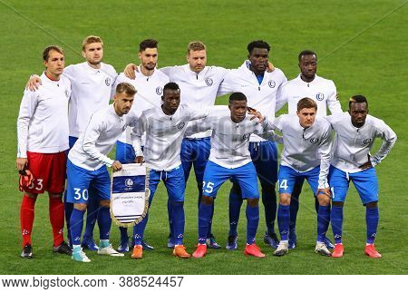 Kyiv, Ukraine - September 29, 2020: Gent Players Pose For A Group Photo Before Uefa Champions League