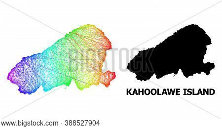 Wire Frame And Solid Map Of Kahoolawe Island. Vector Model Is Created From Map Of Kahoolawe Island W
