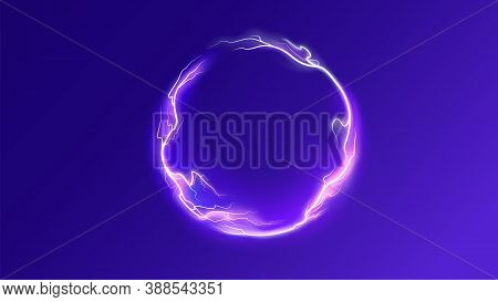 Thunderbolt Electricity Lightning Power Effect Ball Round Shape Vector Background