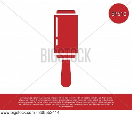 Red Adhesive Roller For Cleaning Clothes Icon Isolated On White Background. Getting Rid Of Debris, D