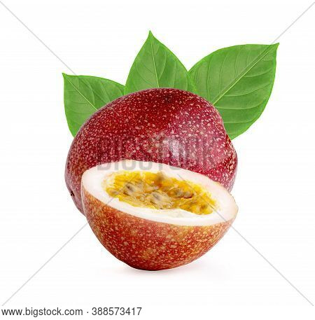 Clipping Path Passion Fruit Isolated On White Background
