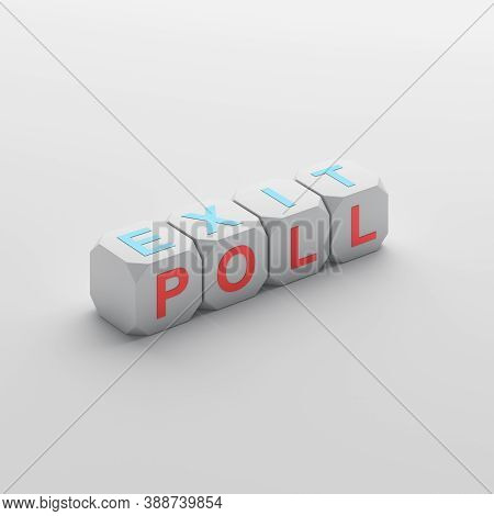 2020 United States Of Presidential Election Concept With Exit Poll Text On Dice Cube, 3d Rendering I