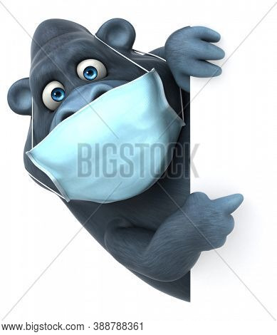 Fun 3D cartoon gorilla with a mask