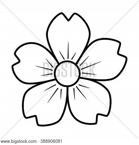 Cherry Flower Old School Classic Traditional Tattoo. Hand Drawn Black Outline Doodle Logo Icon. Colo