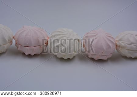 Airy, Light And Dietary Ukrainian Sweets White And Pink Applesauce Marshmallow Beautifully Arranged 