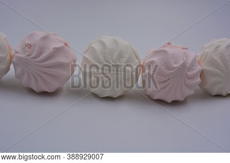 Airy, Light And Dietary Ukrainian Sweets White And Pink Applesauce Marshmallow Beautifully Arranged 