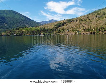 Houses On The Shore Of Lake Chelan Washington Usa