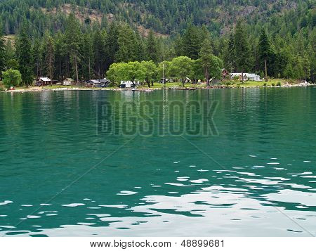 Houses On The Shore Of Lake Chelan Washington Usa