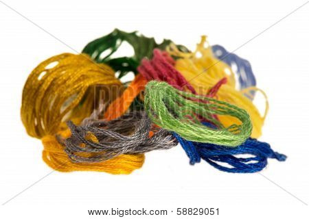 Skeins Of Colored Threads For Embroidery - Muline