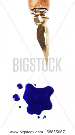Pen and ink blot, isolated on white 