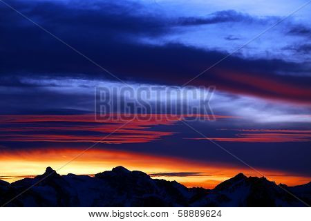 Sunset in the Dolomites, Italy, Europe