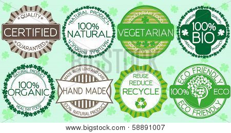 Set Of Eco Friendly Labels And Stamps