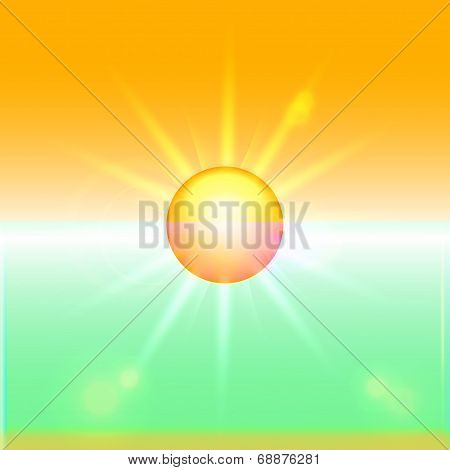 Summer Shiny Background With Sun