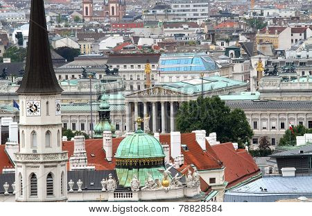 Aerial View Of The City Of Vienna With Parlament