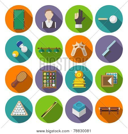 Billiards Icons Flat