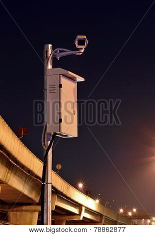 Cctv Cameras Are Working At Night Area Freeways