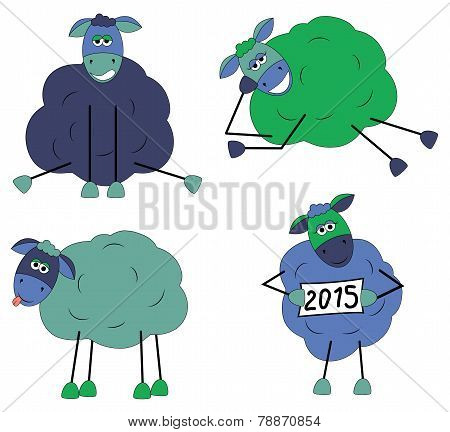 Set of funny sheep