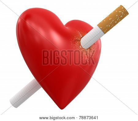Heart with Cigarette (clipping path included)