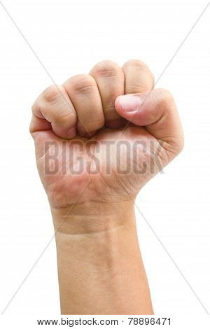 Asian Nen's Fist Right Hand Isolated Over White Background.