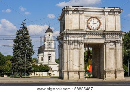 Triumphal Arch at Great National Assembly Square, Chisinau, Moldova