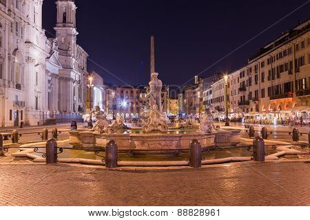 Piazza Navona Rome At Night