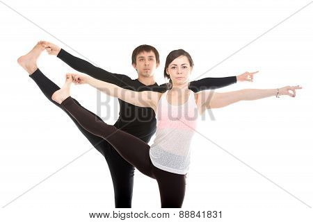 Utthita Hasta Padangushthasana Yoga Pose With Partner, Close-up