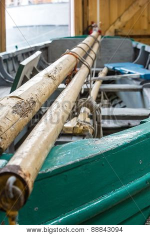 Masts On Green Boat