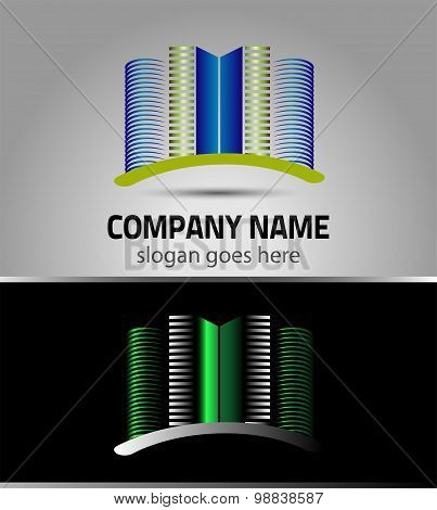 Vector company building, line skyscrapper icon, logo isolated, city sign