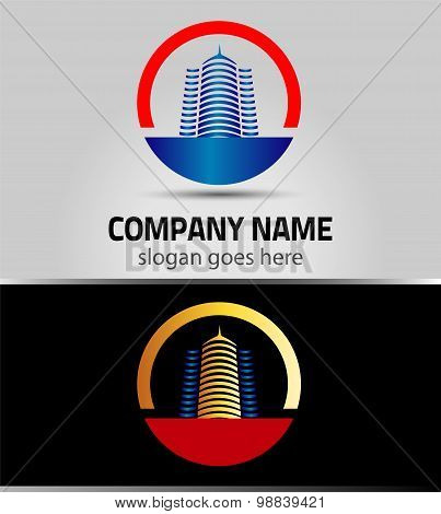 vector 3d building, apartment, offices logo isolated
