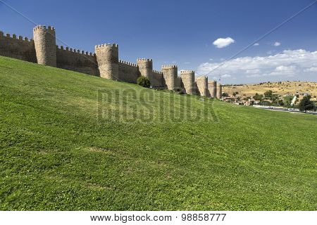 View Walls Of Avila City In Spain
