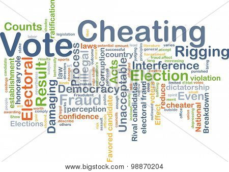 Background concept wordcloud illustration of vote cheating
