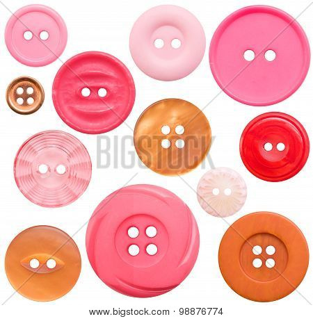 High-resolution Button Collection - 12 Reds, Isolated