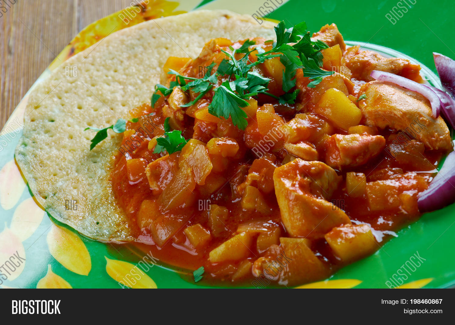 cheaters chicken mole.typical mexican dish close up meal