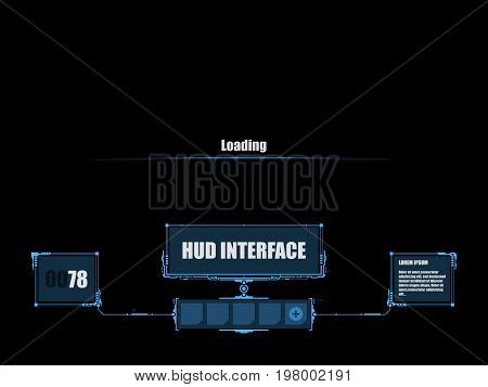 Sci fi futuristic interface. Head-up display user interface. Concept design gaming user interface high tech screen. Vector illustration.
