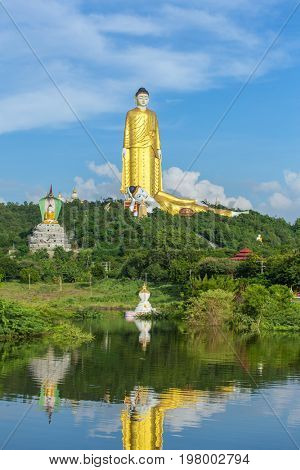 Laykyun Sekkya in Monywa, Myanmar. Bodhi Tataung Standing Buddha is the second tallest statue in the world.
