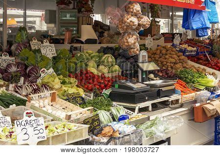 Rome Italy march 24 2017: Scene at the greengrocer in the new Testaccio Neighborhood market in Rome Italy