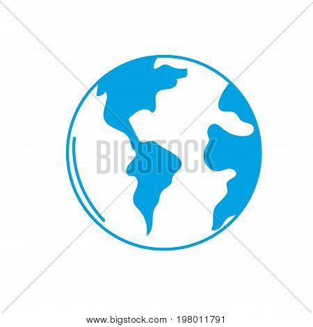 silhouette global earth planet to geography ubication vector illustration