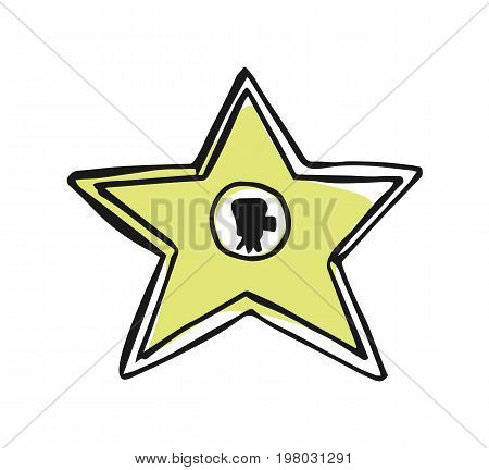 Walk of fame star hand drawn icon isolated on white background vector illustration. American ethnic culture element, traditional symbol.