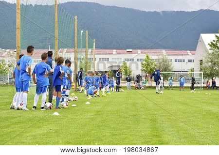 Ghimbav, Brasov, Romania - Agust 3: Soccer Football Training Camp For Kids, Children At Forex Ghimba