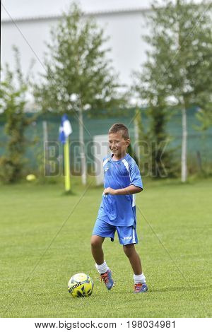 Ghimbav, Brasov, Romania - Agust 3: Soccer Football Training Camp For Kids, Children At Forex Ghimba